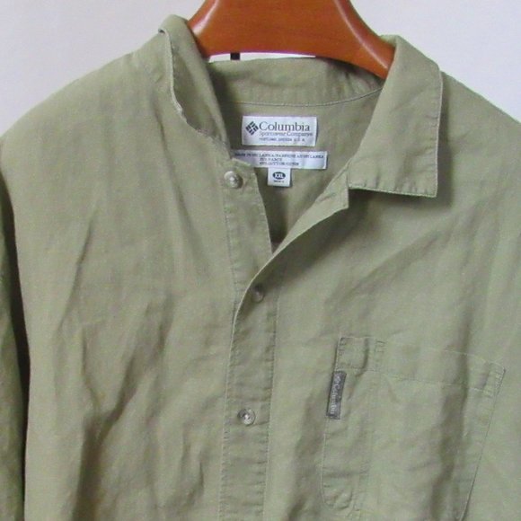Columbia Olive Green Short-Sleeve Button-Up Shirt Cotton Blend Size XXL EUC - Picture 1 of 8